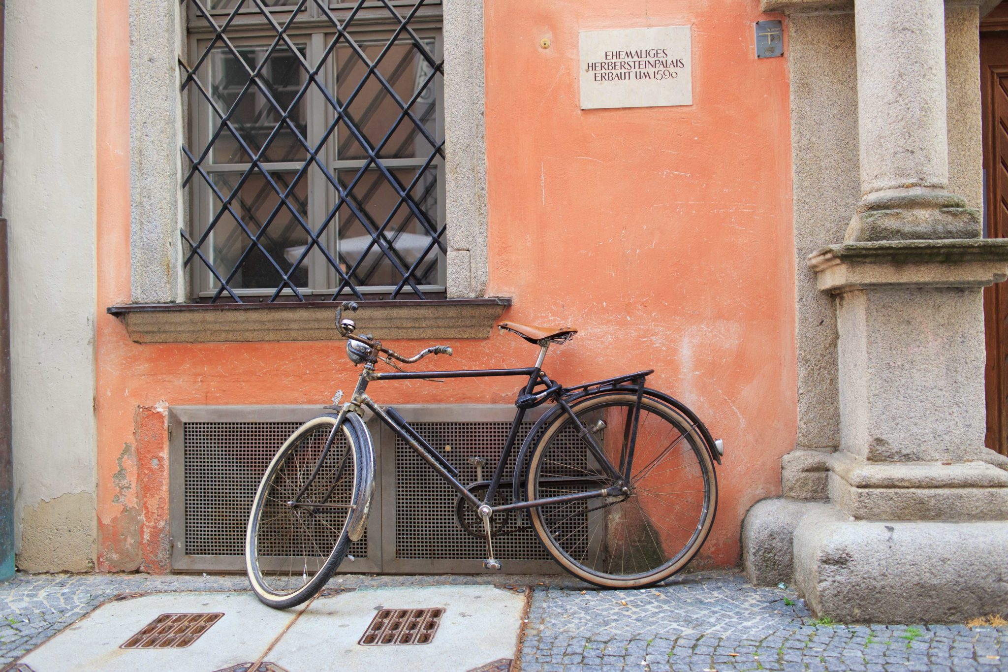 Bicycle in Passau on the Danube Bicycle Path