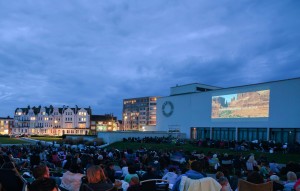 Open air screening of Indiana Jones and the Last Crusade at the de la Warr Pavilion on the Bexhill seafront
