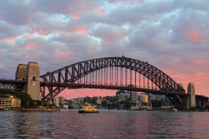 Ferry cuts its way to Circular Quay just before sunrise on a warm sticky Monday morning