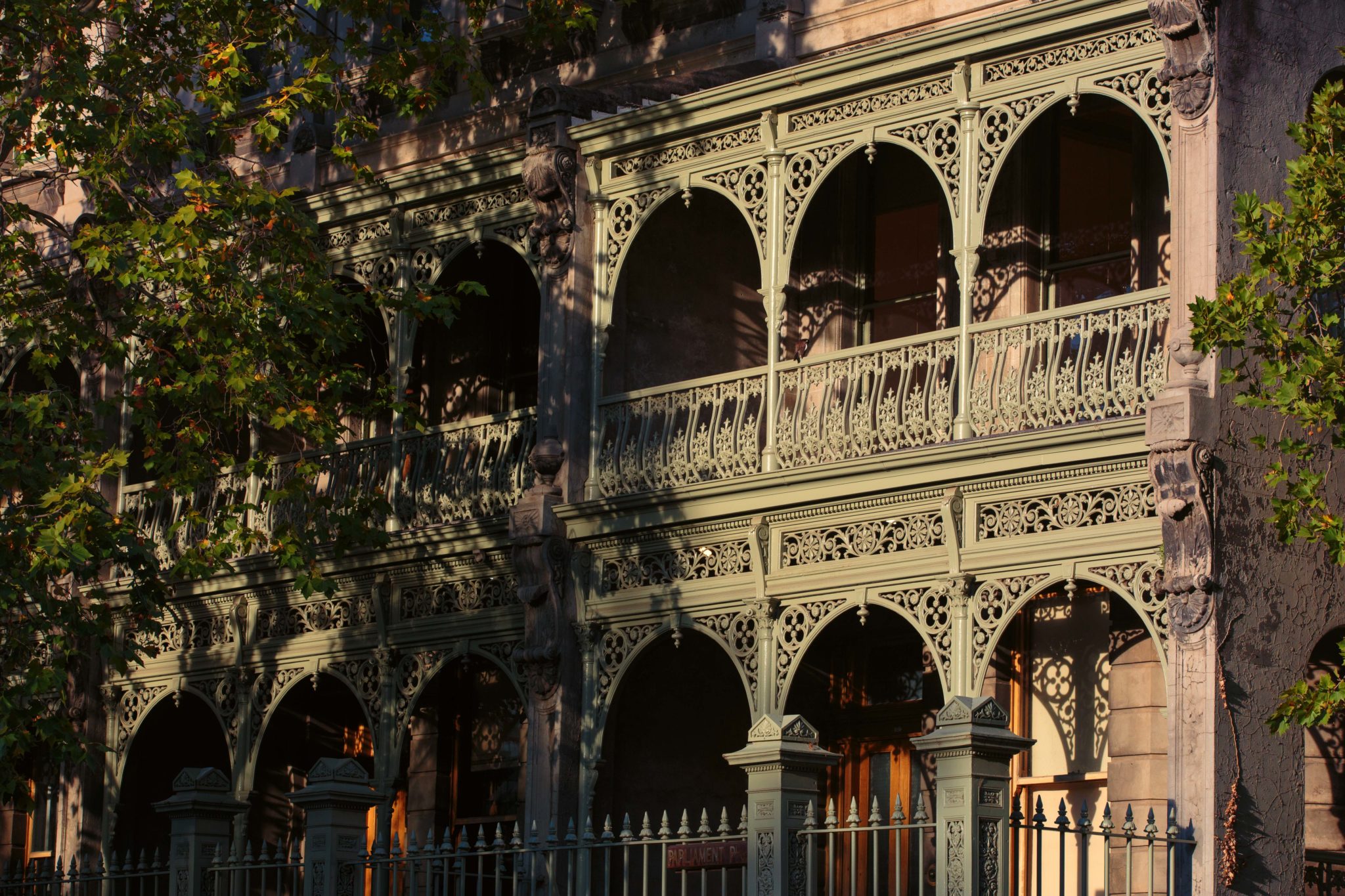 Iron lace on terrace houses in Melbourne, Australia