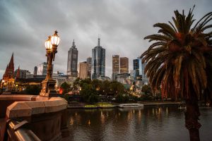 Melbourne's skyline and the Yarra River from Princes Bridge