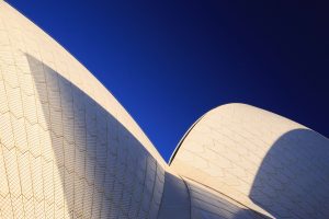 Graphic shapes and shadows of the iconic Sydney Opera House