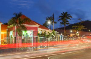 Hot, sultry, reggae throbbing Saturday night along the waterfront at Road Town, Tortola, BVI