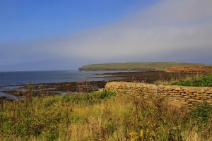 Brough of Birsay an uninhabited tidal island off the northwest of Mainland in the Orkney Islands, Scotland. Ruins of Pictish and Old Norse settlements can be found on the island