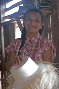 The rematador - or rematadora since they are often women - is a specialist weaver who back weaves the loose straw to form a snugly woven edge to the brim. It is a dying art and practiced only in the weaving of traditional Montecristi Panama hats