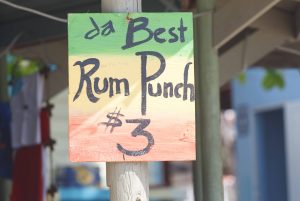 Sign at open air bar advertising da best rum punch Tortola BVI British Virgin Islands