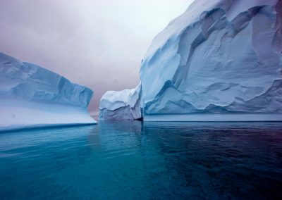 Blue Icebergs near Petermann Island Antarctica